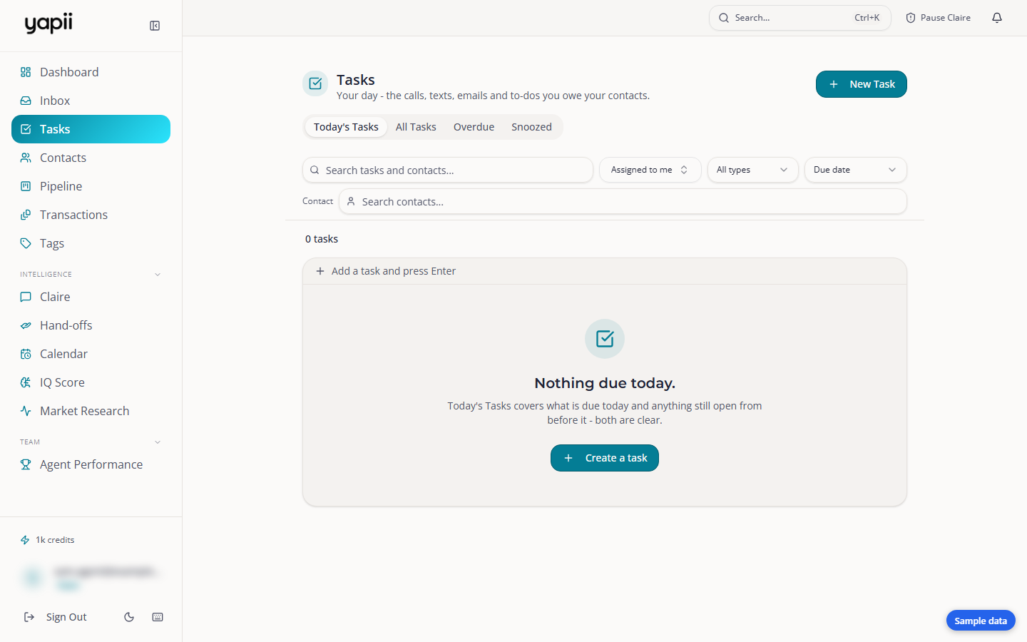 The Tasks page